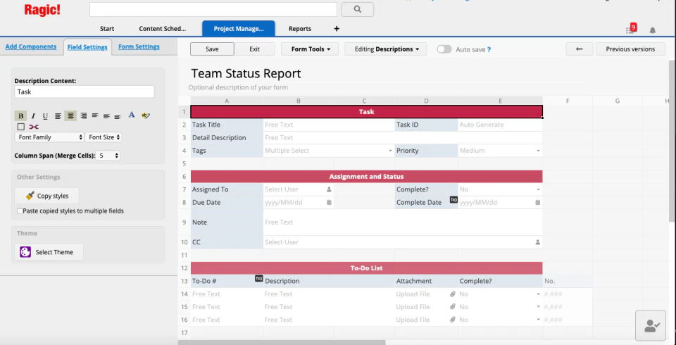 screenshot of Ragic Builder